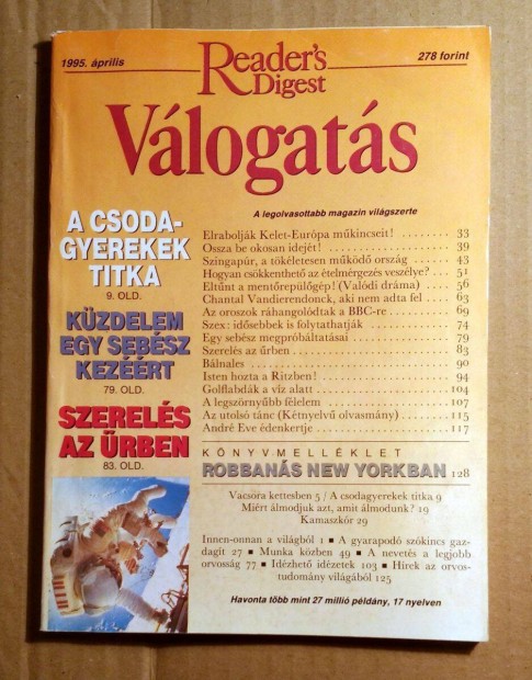 Reader's Digest Vlogats 1995/4 prilis (5kp+tartalom)