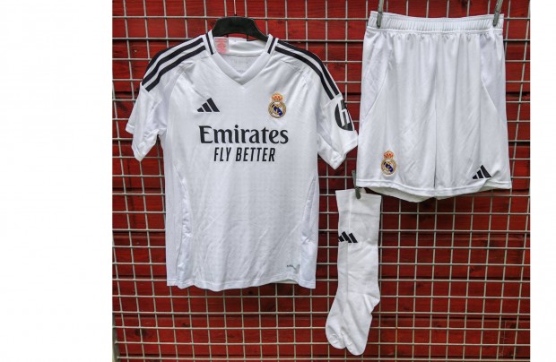 Real Madrid eredeti adidas 2024-25 fehér gyerek mez szett (L, 164)