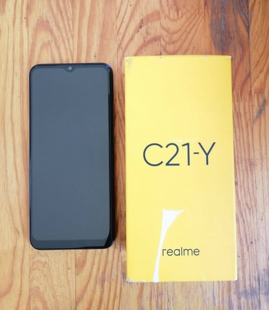 Realme C21Y Mobiltelefon, Krtyafggetlen, 4GB RAM, 64GB, Fekete