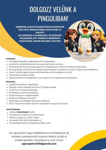 Recepci�s / pultos munkak�r