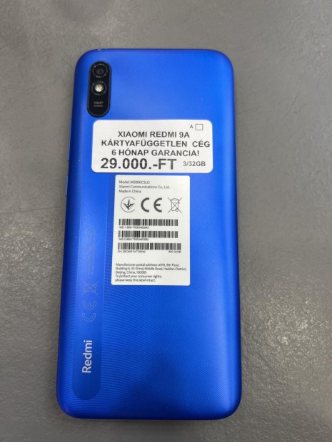 Redmi 9A Dual Sim 32 GB, 12 h garancia