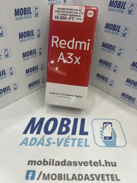 Redmi A3x Krtyafggetlen 64 GB, 12 h garancia