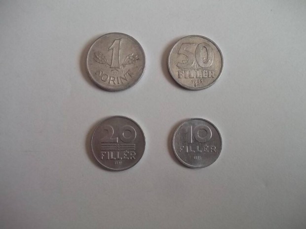 Régi 1 forint, 50, 20, 10 fillér magyar fémpénz érme