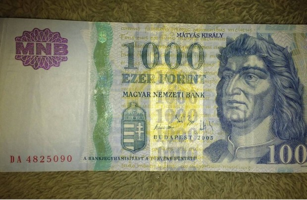 Rgi 2005-s DA jel 1000 ezer forint forintos bankjegy