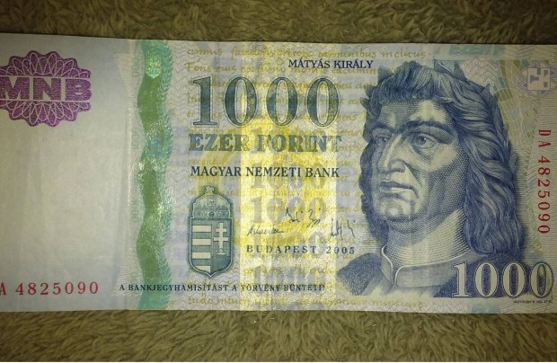 Régi 2005-ös DA jelű ezer 1000 forint forintos bankjegy