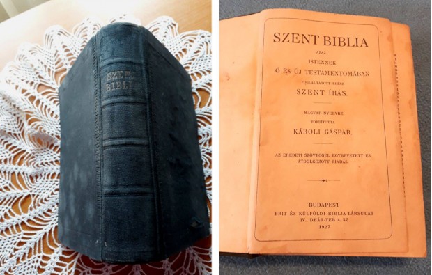 Rgi Biblia 1927-es kiads megkmlt llapotban