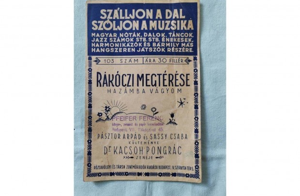 Rgi Kotta 1930-as vek, Rkczi Megtrse-Kacsoh Pongrc