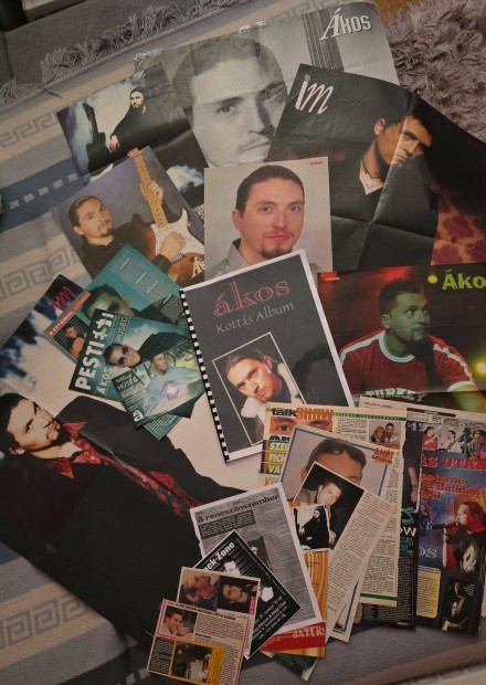 Régi Kovács Ákos gyűjtői rajongói csomag: poszterek, cikkek, kotta