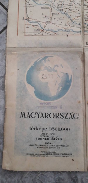 Rgi Magyarorszg vszon-papr trkpe 1950-bl.