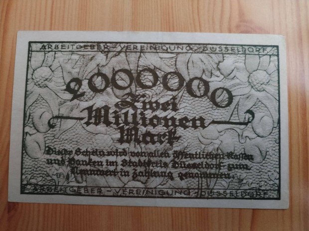 Régi Német 1923-as 2 Millió márka papírpénz