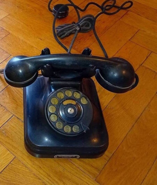 Rgi , retro textilkbeles CB 35 vezetkes , trcss bakelit telefon