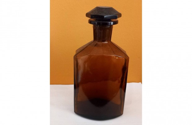 Régi, barna, csiszolt dugós patika üveg (300 ml-es)