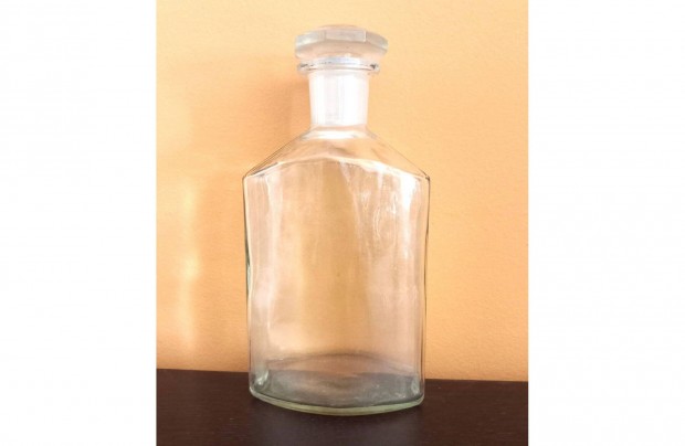 Régi, csiszolt dugós patika üveg (800 ml-es)