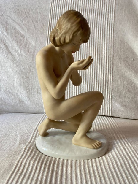 Rgi, ritka Schaubach Kunst egsz alakos ni akt porceln szobor