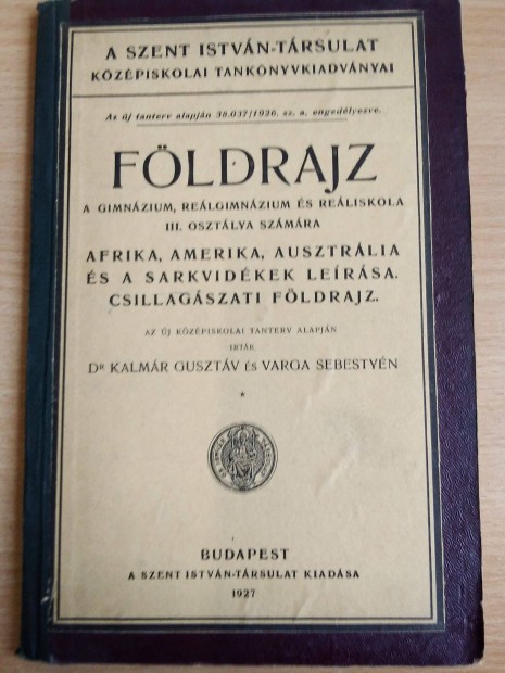 Régi földrajz könyv 1927-ből