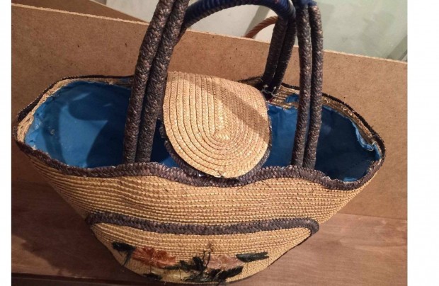 Régi fonott női táska, strandtáska