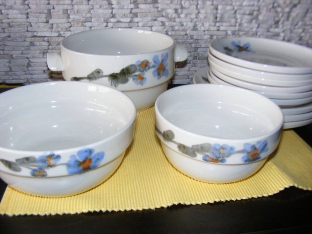 Rgi jelzett Romn porceln mlytnyr, tnyr garnitra 12 db-os