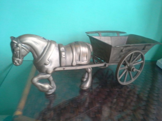 Rgi nagy nmet nehz tmr bronz rz lovaskocsi l szobor figura