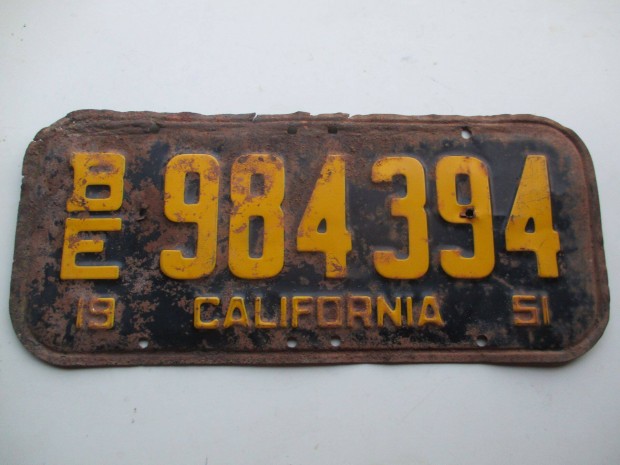 Rgi nagyon ritka 1951-es California USA rendszm elad!
