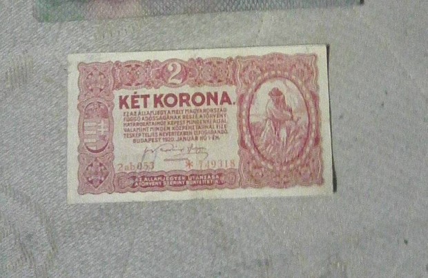Rgi paprpnz : 2 Korona 1920-bl. Postzom is!