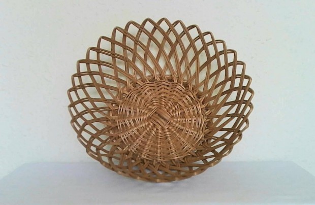 Régi retro fonott kenyérkosár kenyeres kosár, hibátlan, 27 cm