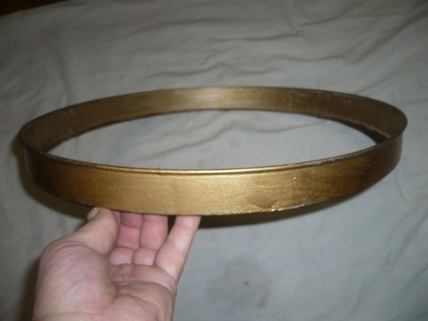 Régi réz petróleum lüszter lámpa búra tartó karika 40cm