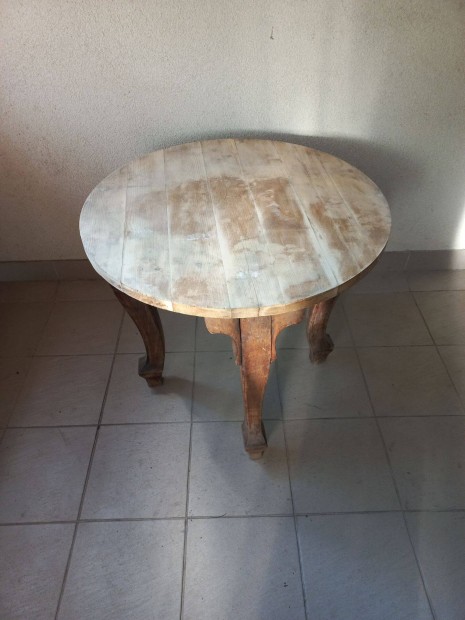 Rgi vintage kerek tmr fa asztal