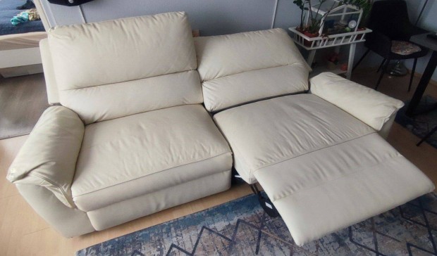 Relax valódi bőr ülőgarnitúra, kanapé lábtartóval, dönthet háttámlával