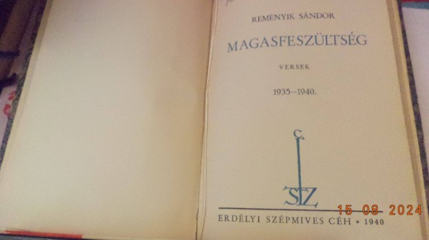 Remnyik Sndor: Magasfeszltsg 1935 - 1940