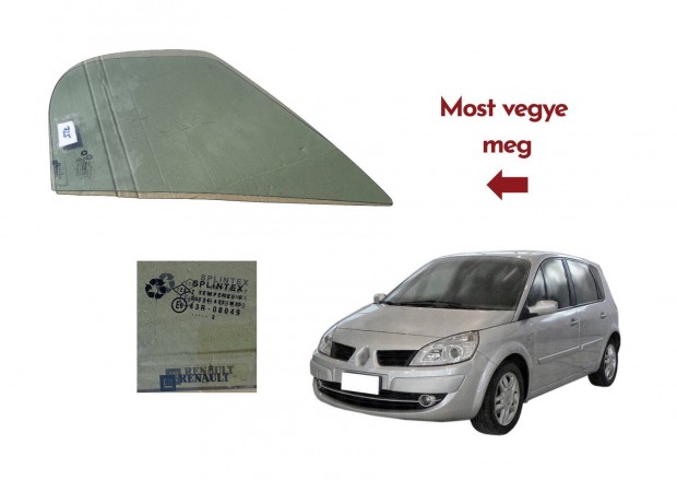Renault Sccenic II első ajtó üveg JM0/1 DOT24AS2M25 43R00049 24738052