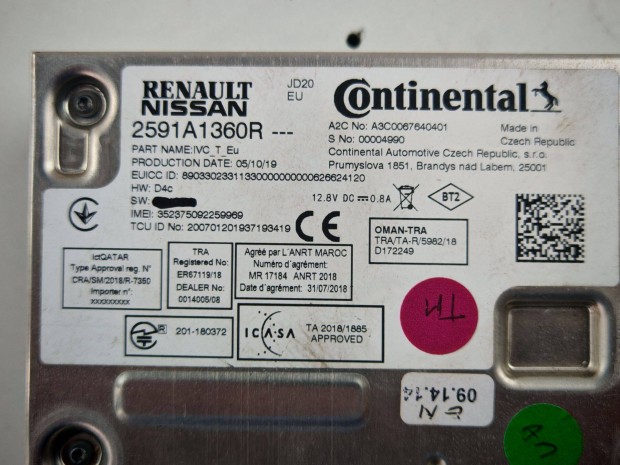 Renault Zoe DAB vez�rl�egys�g (haszn�lt) 2591A1360R