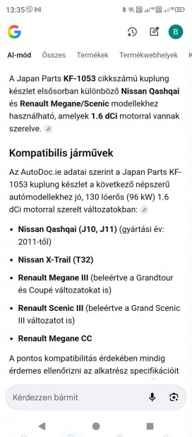 Renault -Nissan kuplung szett