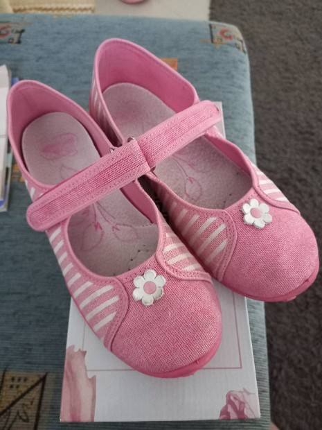 Renbut rózsaszín-csíkos vászon cipő/benti cipő 34-es