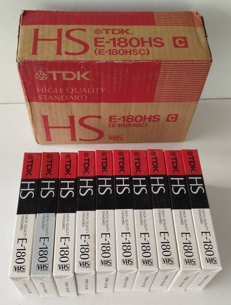 Retro 10 db bontatlan TDK E-180 Vhs kazetta doboz�ban
