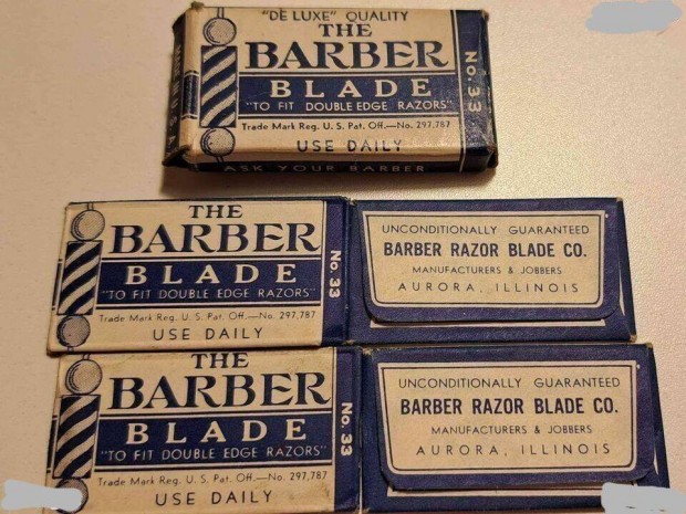 Retro 2db USA borotvapenge Barber RAZOR Blade CO Aurora Illinois