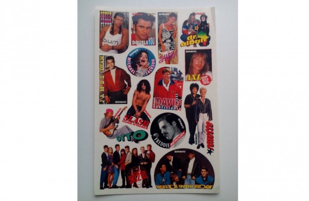 Retro Bravo újság matrica Slash, G'nR, Mercury, Jacko, Roxette