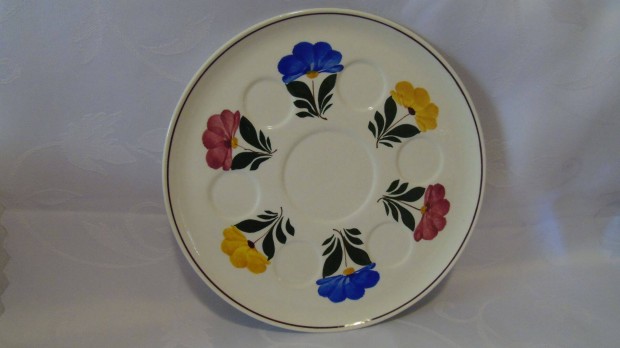 Retro Gr�nit p�link�s poh�r tart� kerek k�zzel festett t�ny�r