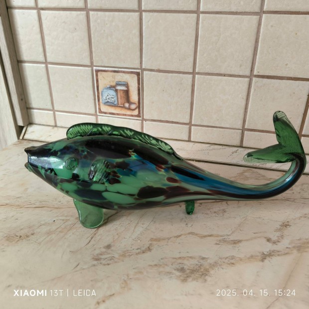 Retro Muránói üveg hal 38 cm / mid century /asztali dísz díszüveg