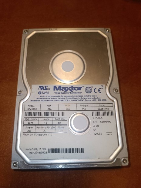 Retro Pc merevlemez HDD Maxtor 