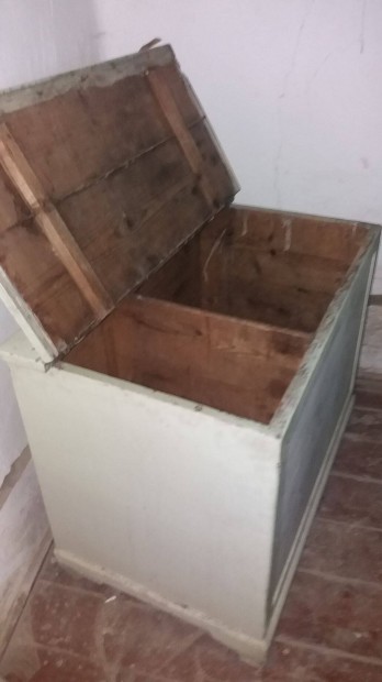 Retró - vintage - fa tároló láda - ágyneműtartó - nagy méretű - antik