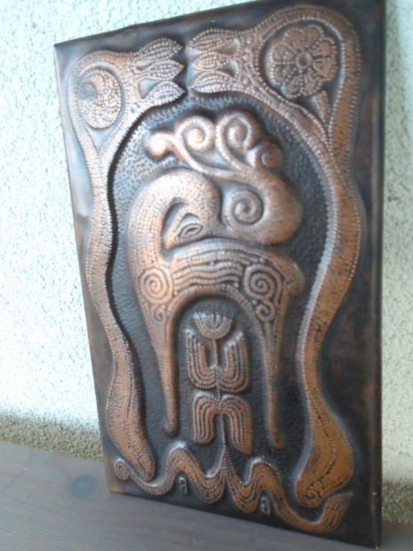 Retró bronz stilizált csodaszarvas, grúz