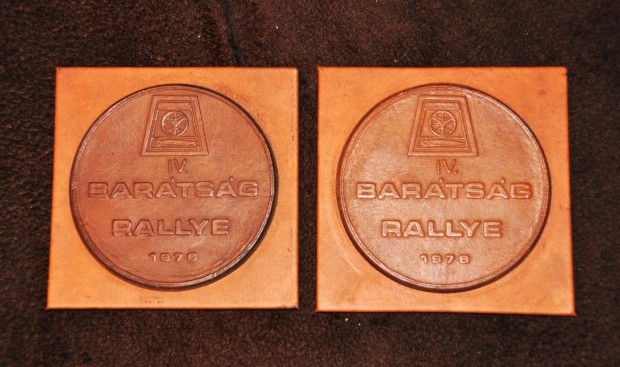 Retro emlk-plakett, brbl, 4. Bartsg Rallye , 1978, 2 db