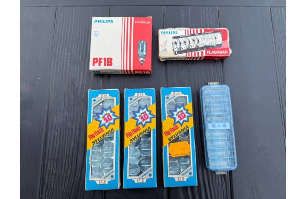 Retro fényképezőgép vaku, Philips PS1B, Sylvania Flip Flash super 10