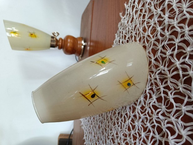 Retro festett üveg csillár falikar lámpabúra lámpa bura hibátlan
