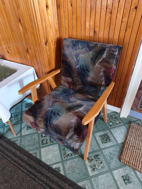 Retr� fotel l�btart�val 70-es �vek, fa karfa, 2 db