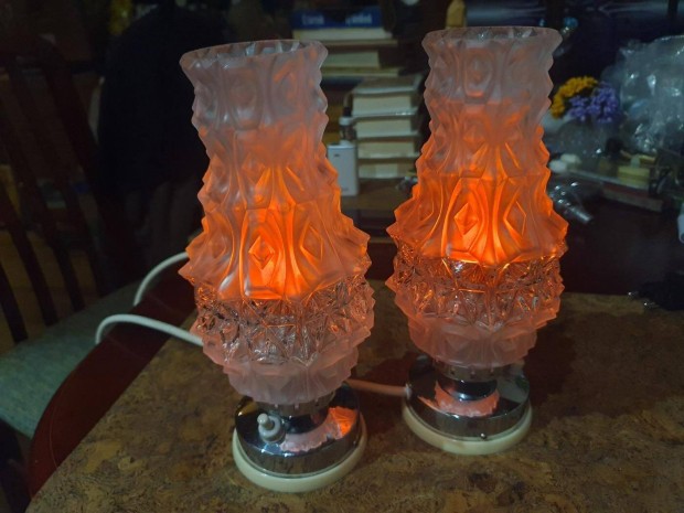 Retro hibátlan asztali lámpák lángefekes glimm izzókkal hangulatvilágí