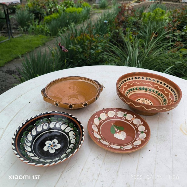 Retro kerámia mázas, festett tányér,tál falidisz Sárospataki eladó! 4