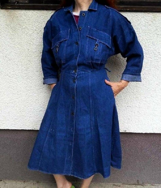 Retro midi farmerruha, elöl gombos