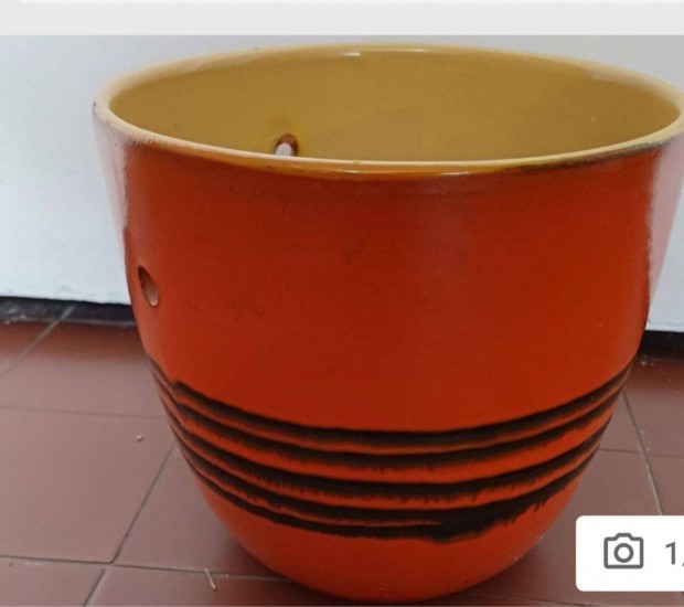 Retro narancssárga felakasztható kerámia kaspó