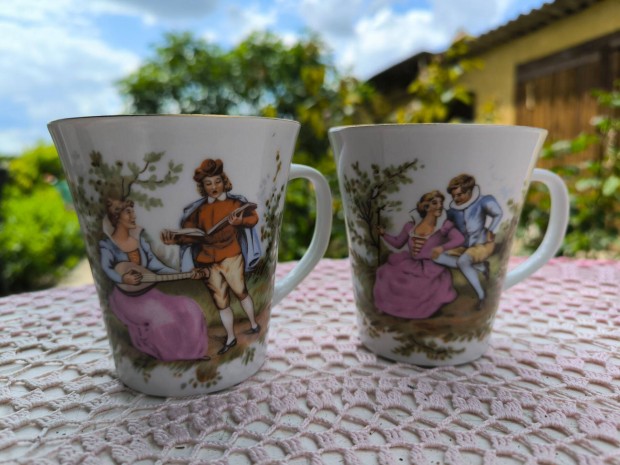 Retro romantikus jelenetes porceln pohr 2 db elad!